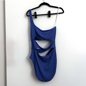 Aerie Crinkle Cut Out One Shoulder One Piece Swimsuit